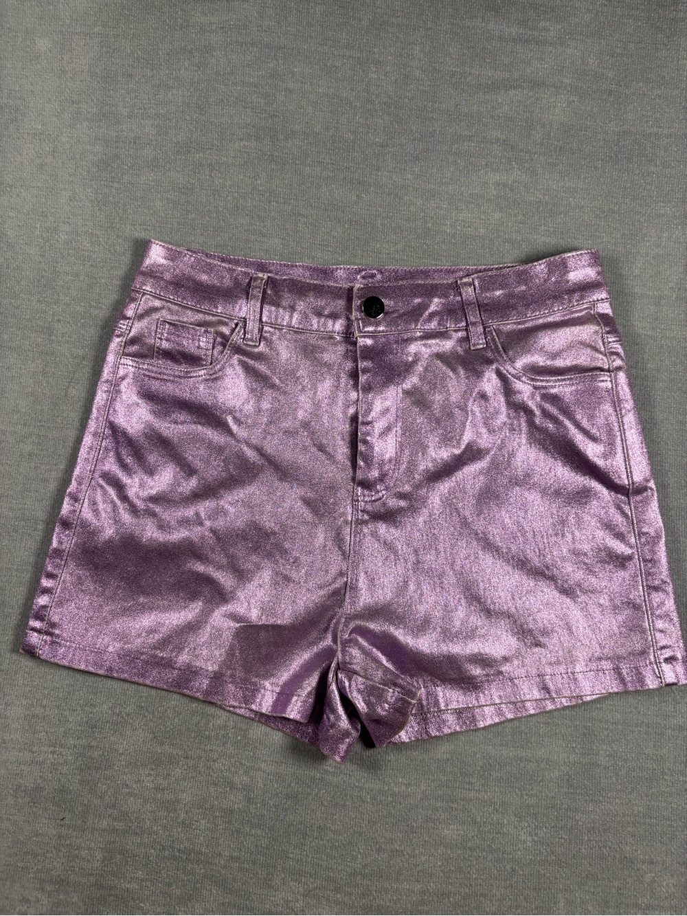 Metallic Purple Women's High-Rise Shorts